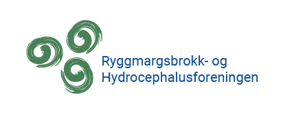 Tre grønne spiraler. Tekst i bilde: Ryggmarksbrokk- og hydrocephalusforeningen.