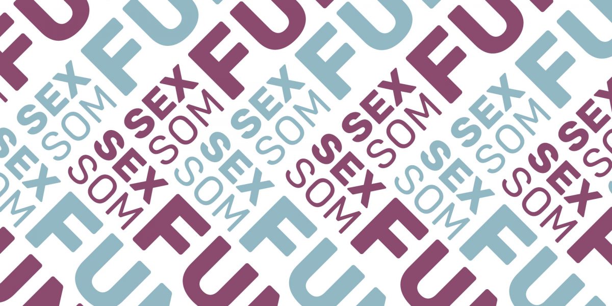 Logoen til Sex som funker mange ganger i et mønster. Grafikk.